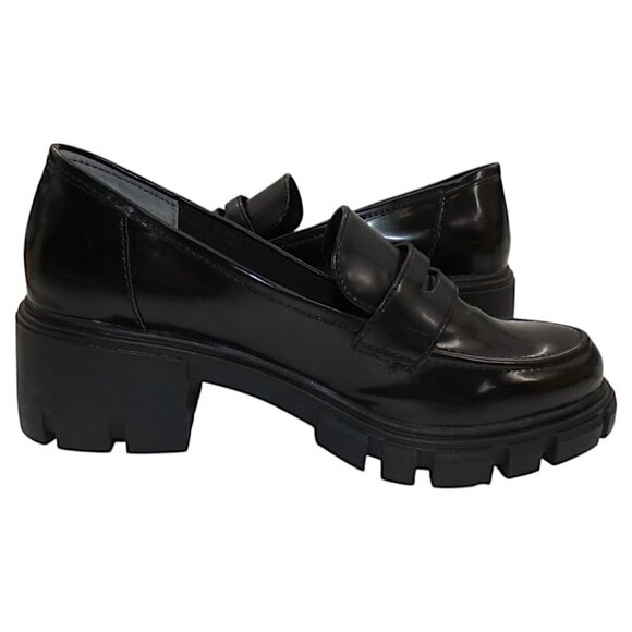 NEW Crown Vintage Chunky Loafers 10M Black Platform Preppy Grunge Officecore - Picture 3 of 11